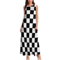 thumbnail image 2 of Checkered Black and White Long Dress dress for women 2025 women dress elegant women's sets, 2 of 6