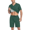 thumbnail image 3 of joogoo Men's Pajama Set Dark Green Paint V-Neck Pj Shorts Set 2 Piece Loungewear Sleepwear XL, 3 of 7