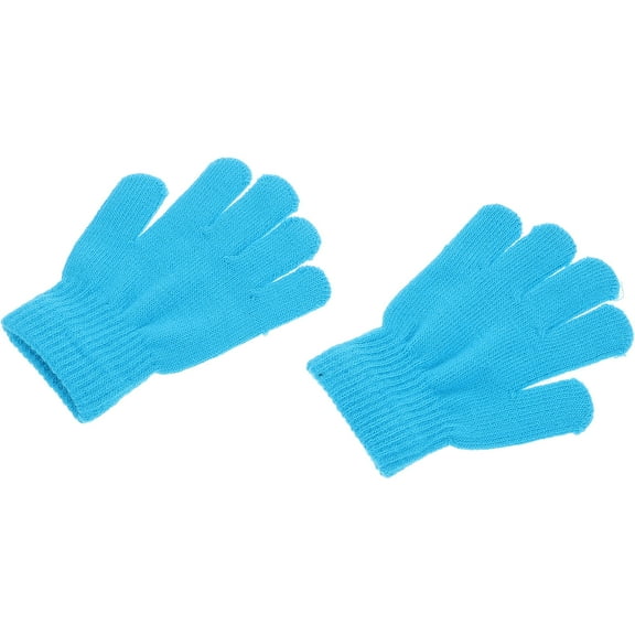 Supvox Warm Blue Knitted Five Finger Gloves for Winter and Autumn Use