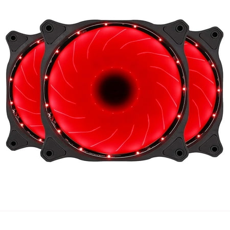 120mm Computer Case Fans 12cm PC Red LED Case Fan Quiet 12V 3 Pin Gaming PC Computer Cooler Fan 3-Pack