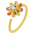 thumbnail image 1 of Women's Ring, Rotating Huge Sun Flower Fidget Rings, Decompression Stuff Handmade Fidget Ring, Gold Adjustable Open Rings S01, 1 of 3