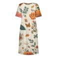 thumbnail image 6 of Halloween Summer Dresses for Women Comfy Funny Halloween Pumpkin Cocktail Dresses Short Sleeve Trendy Relaxed Fit Flowy Midi Halloween Costumes for Women Khaki S, 6 of 6