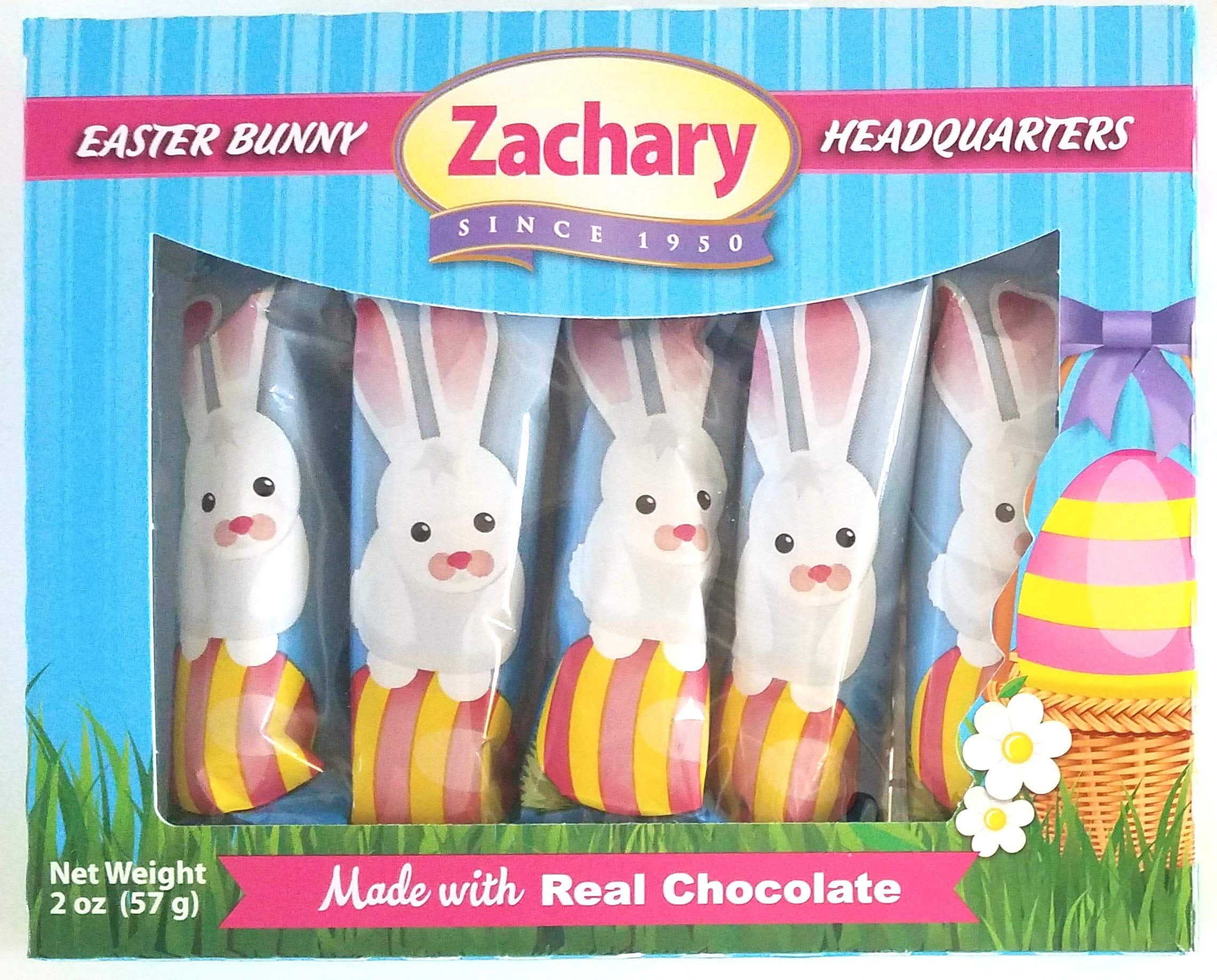 Zachary Easter Bunny Marshmallow Pack Real Chocolate, Individually Wrapped 2 oz (5 Pcs Total
