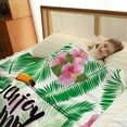 thumbnail image 4 of Parrot Floral Blanket Tropical Pink Flowers Decor Throw Gifts for Women Kids Girls Green Plants Leaves Foliage Enjoy Summer Decoration for Bedroom Super Soft Plush Blanket 50"x60", 4 of 6