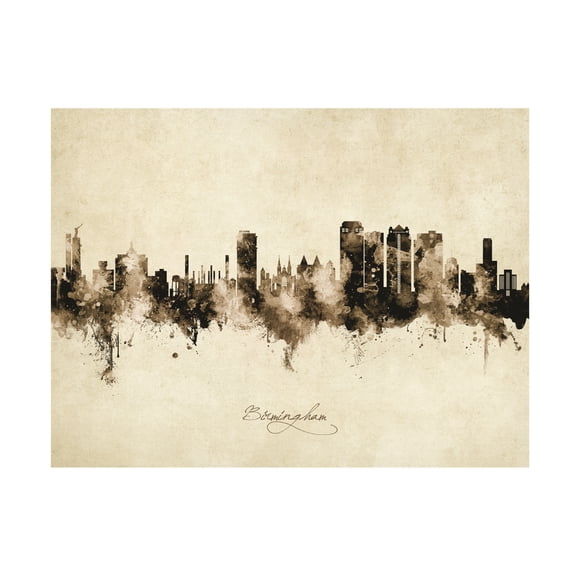 Michael Tompsett 'Birmingham Alabama Skyline Vintage' Canvas Art