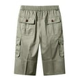 thumbnail image 4 of Big and Tall Men's Cotton Capri Pants 3/4 Lenght Pants Elastic Waist Workout Cargo Hiking Shorts with Pockets, 4 of 7