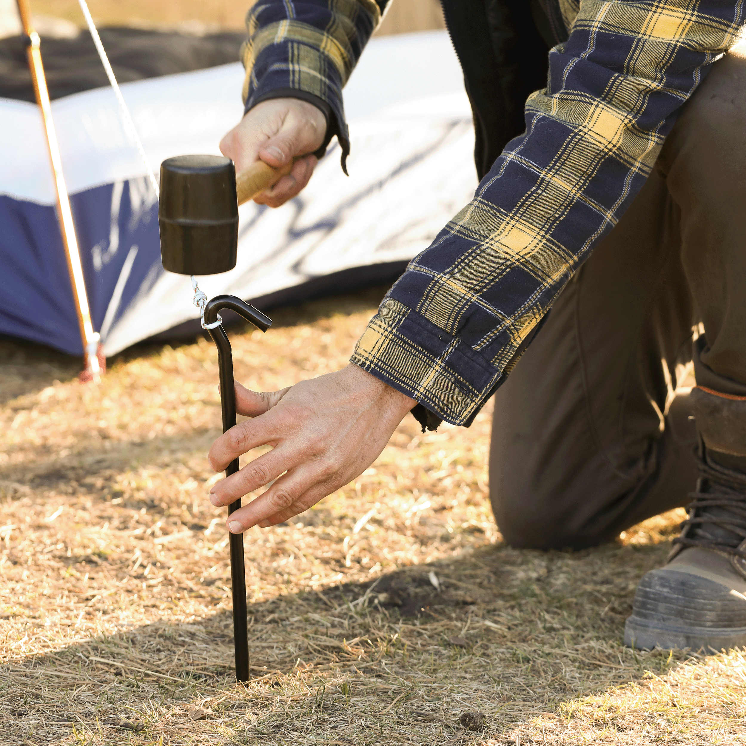 (6 pack) Coghlan's Heavy Duty 12.5" Tent Stake for Tents and Awnings, Solid Steel Pegs for Hard Ground