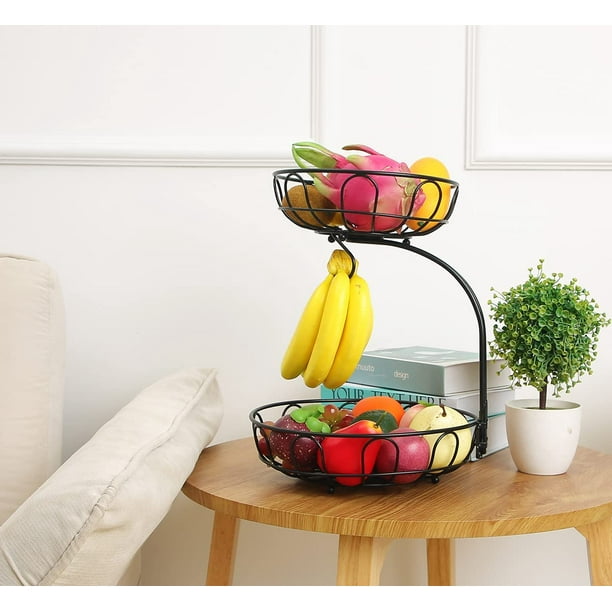 CPDD 2 Tier Fruit Basket With Banana Hook Vegetables And Fruit