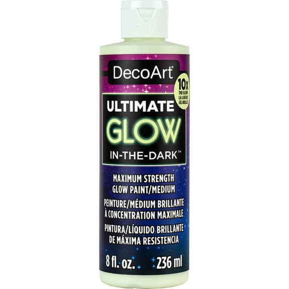 DecoArt Ultimate Glow Glow-in-the-Dark Acrylic Paint, High-Intensity, 8 fl oz