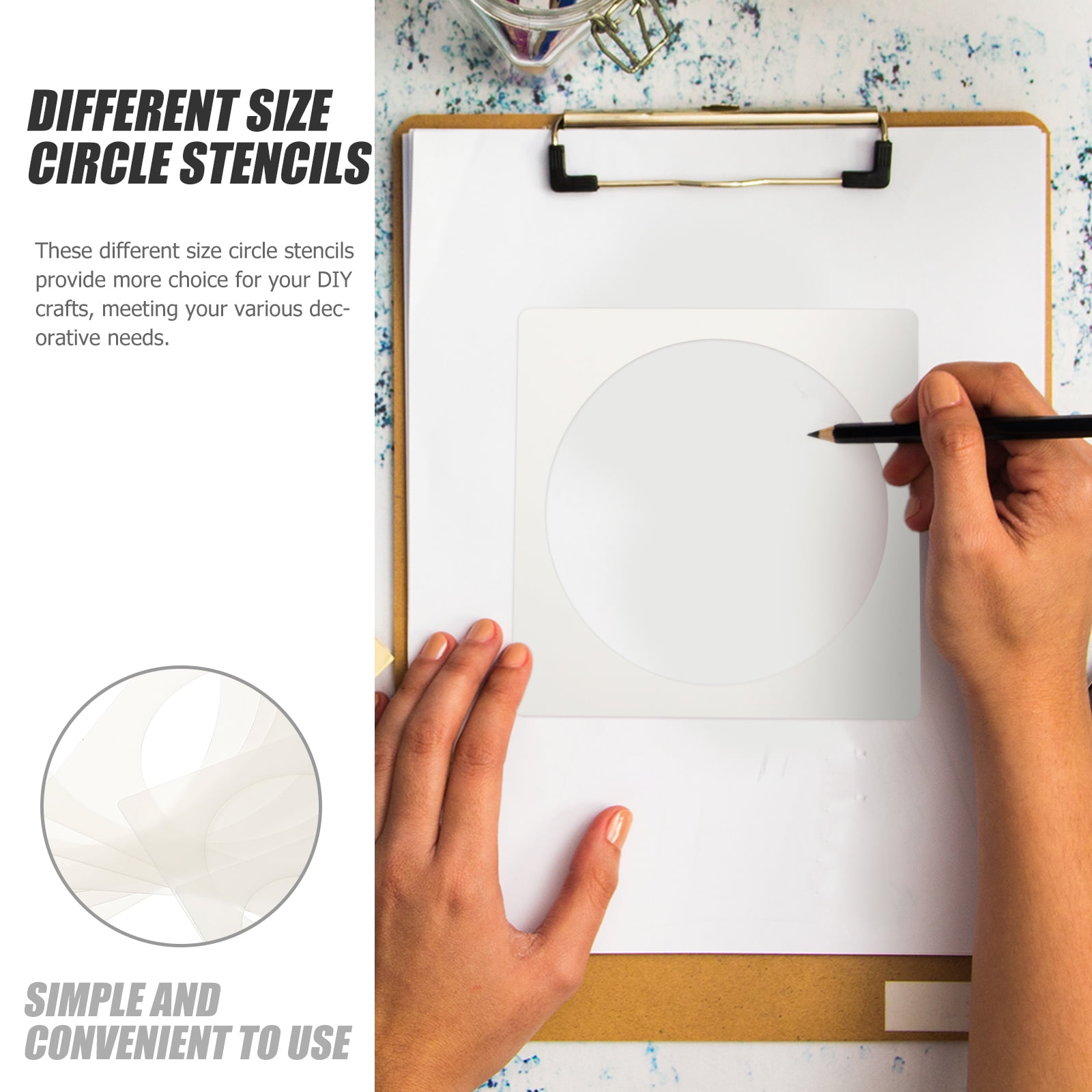 8Pcs Painting Stencils Circle Shape Drawing Templates Creative