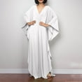 thumbnail image 7 of Tqyyweavej Kaftan Dresses for Women Plus Size Solid Color Loose Beach Cover Up Robe Soft Long Sleeve Deep V Neck Popular Swimsuit Coverup, 7 of 7