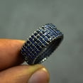 thumbnail image 4 of TAAPSEE JEWELS 3Ct Round Cut Blue CZ Wedding Band Ring Party 14k White Gold Finish, 4 of 5