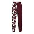 thumbnail image 5 of Girl's Halloween Print Wide Leg Sweatpants Baggy Straight Loose Sweat Pants High Waist Causal Kids Athletic Pants with Pockets Wine 5-6 Years, 5 of 5
