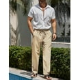 thumbnail image 3 of COOFANDY Men's Linen Cotton Pants Casual Elastic Waist Drawstring Trousers, 3 of 6
