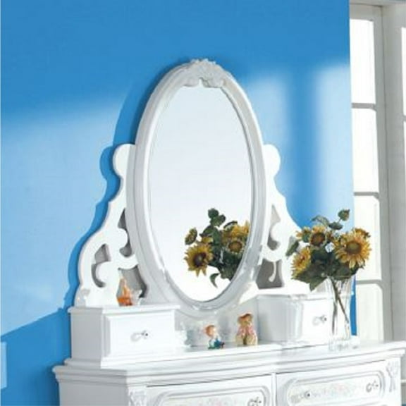 ACME Flora Mirror W/Jewlery, White Finish