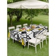 thumbnail image 4 of Outdoor Tablecloth with Umbrella Hole for Patio/Picnic/Party/Camping, Yellow Black Geometric Waterproof Table Cloth Rectangle Table Cover Washable, Abstract Art Modern Line (60"x 120"), 4 of 8