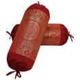 thumbnail image 2 of Stylo Culture Ethnic Polydupion Cylindrical Hotdog Pillow Bolster Pillow Covers Maroon Jacquard Brocade Border Mandala Large Settee Cylinder Cushion Covers (Set of 2) | 30x15 Inches (76x38 cm), 2 of 5