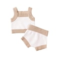 thumbnail image 1 of Fortune 2Pcs Baby Girl Knit Outfits, Infant Contrast Color Ribbed Sling Tank Tops Shorts, 1 of 7