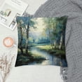 thumbnail image 2 of Creowell Pillowcase Pillow Covers Birch Tree Throw Pillows, Blue Landscape Nature Forest Outdoor Pillowcase Teal Mountain River Fall Cushion Case Decor for Home Sofa Couch Bed Short Plush Pillowcase, 2 of 5