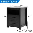 thumbnail image 2 of Nightstand with Charging Station, Sturdy Bedside Table with Storage Drawers & Shelf, End Table with USB Ports & Outlets, Night Stand for Bedroom, 2 of 7