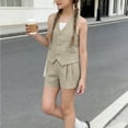 thumbnail image 2 of Maqroz Two Piece Sets for Girls 2 Piece Outfits V Neck Sleeveless Button Down Vest Shorts Dressy Blazer Suits Casual Outdoor Clothing for Back School Season Size 1-13Y, 2 of 6