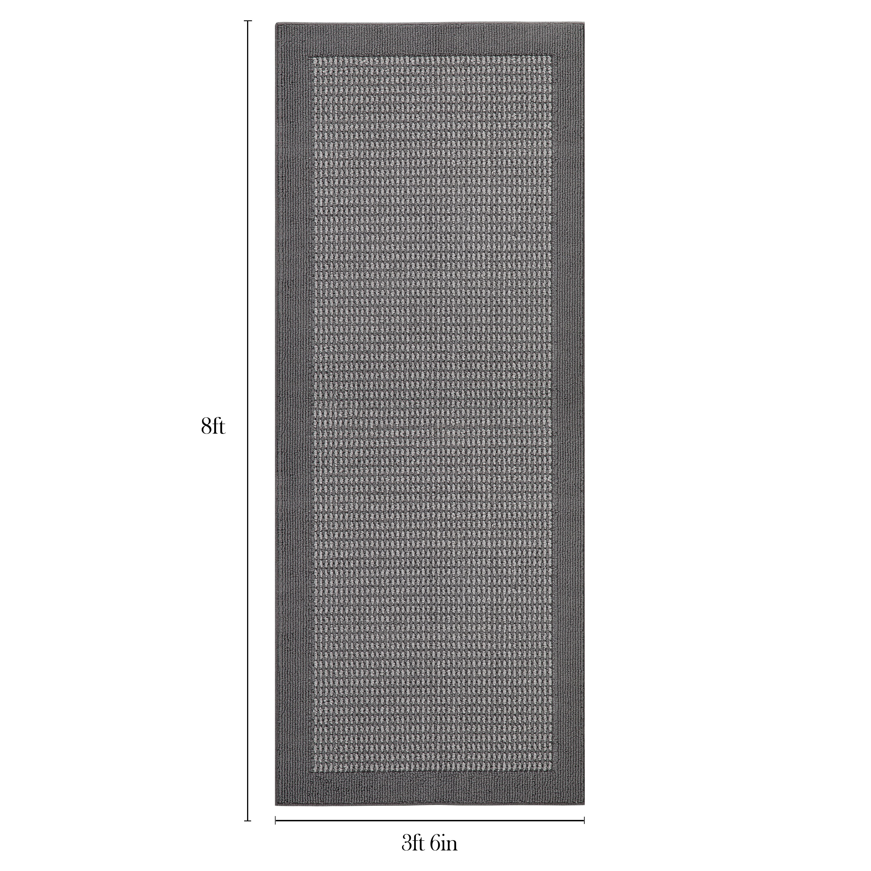 Mainstays Faux Sisal Border Runner Rug, Gray, 2 ft 6 in x 8 ft