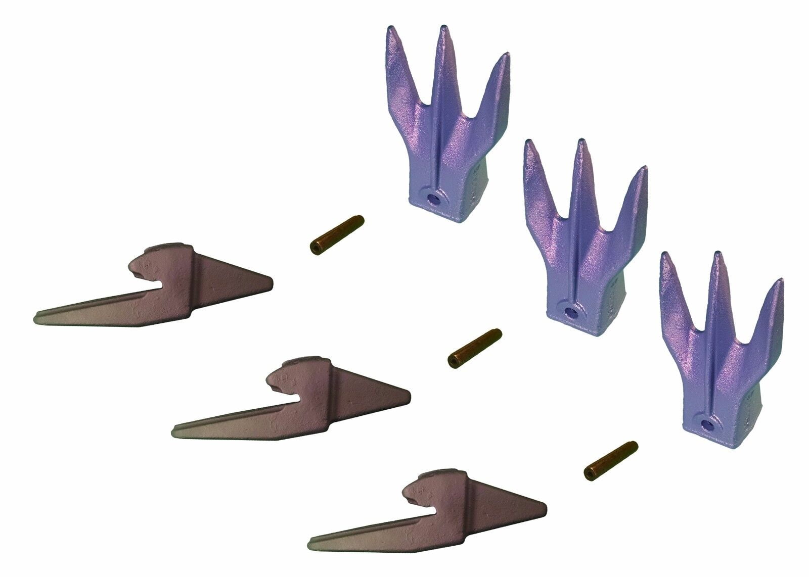 Mini Excavator Bucket Teeth, 3 weldon Bottom Leg shanks, pins, teeth