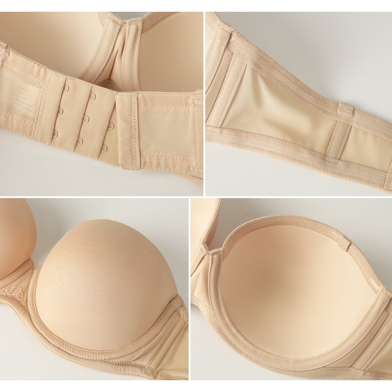 TELIMUSSTO Women's Strapless Bra Underwire Full Coverage Multiway Bra  Smoothing Plus Size Comfort 32-C Beige at  Women's Clothing store