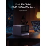 MINISFORUM N5 Air NAS with AMD Ryzen 7 255, 2X SODIMM DDR5-5600MHz, 64GB SSD, 1xHDMI+2xUSB4 Outputs, 5X HDD Slot, M.2 2230/2280/22110/U.2 Slots, 5GbE+10GbE LAN Port, RAID Support NAS