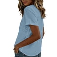 thumbnail image 5 of Betivan Embroidered Tops for Women Crewneck Gauze Shirts Short Sleeve Blouse Loose Fit Floral Patchwork Crewneck Tops, 5 of 6