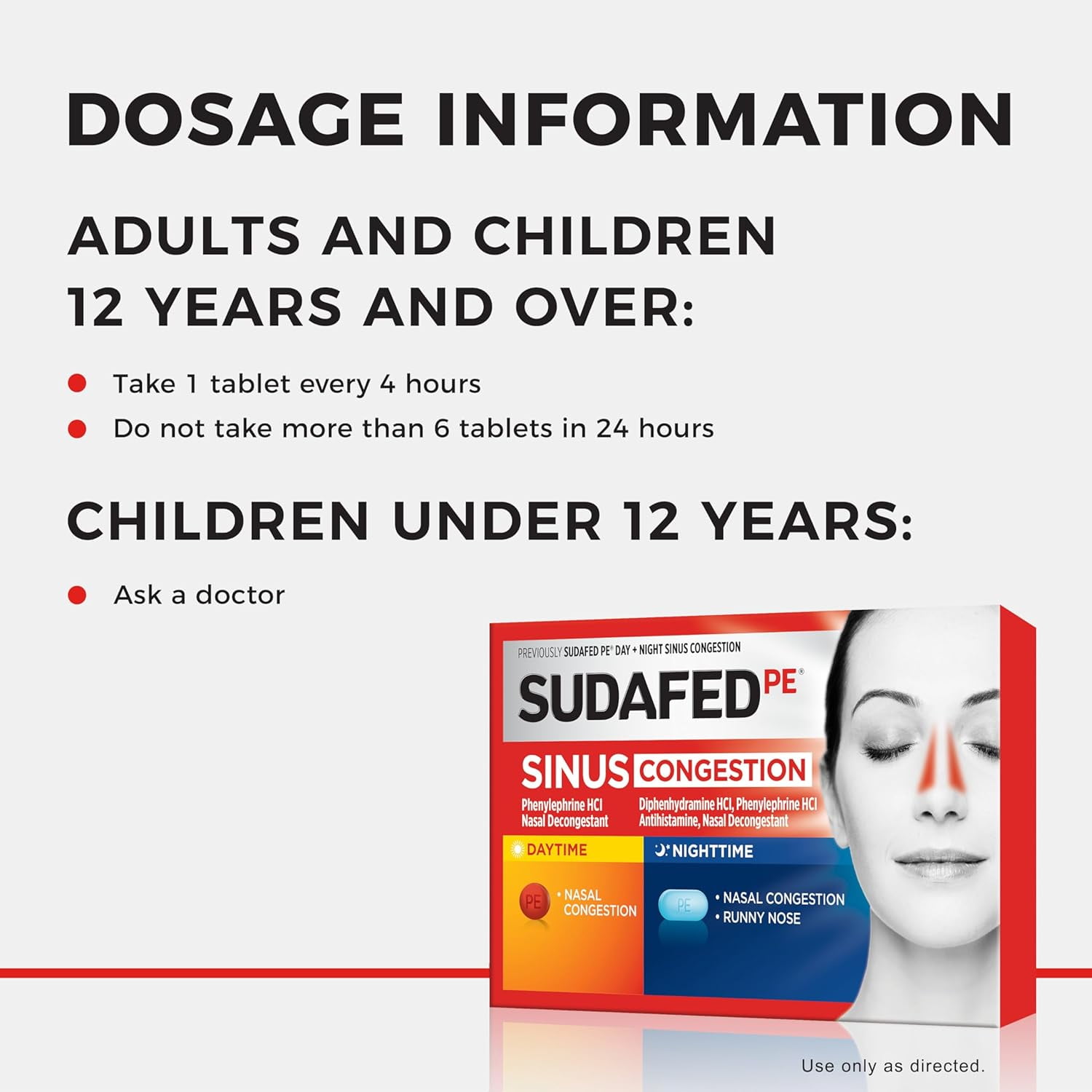 Sudafed PE Day and Night Sinus Congestion Tablets, 20 Ea, 6 Pack
