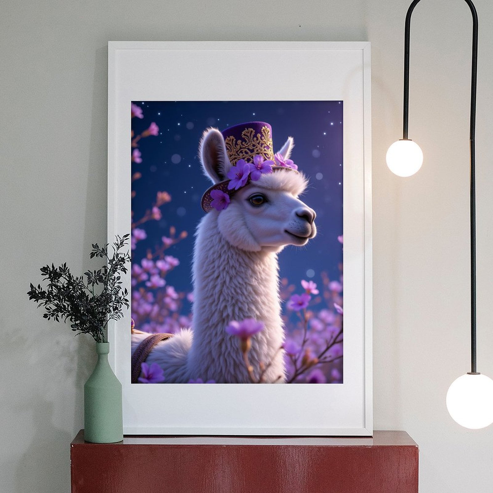 Diamond Art Kits for Adults - 5d Llama With Floral Purple Hat Diamond Painting for Adults, Diamond Art for Adults Beginners, Diamond Painting Kits for Adults for Home Wall Decor