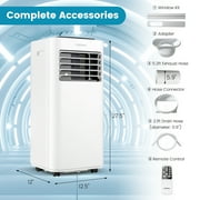 Costway 6000BTU (10000 BTU ASHRAE) Portable Air Conditioner3-in-1 AC Unit with Cool Fan Dehum Sleep Mode