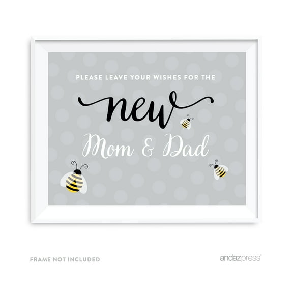 Koyal Wholesale Bumblebee Baby Shower Sign Leave Wishes for New Mom & Dad 8.5x11