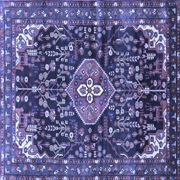 Ahgly Company Machine Washable Indoor Square Persian Blue Traditional Area Rugs, 8' Square
