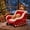 RED, variant on Christmas Dog Bed, Santa Paws Dog Bed Holiday Themed, Santa Sleigh Dog Bed, Washable Raised Bolster Bed with Non-Slip Bottom