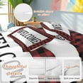 thumbnail image 2 of Welcome Red Bedding Duvet Cover Set Full Size 4 Pieces Black Buffalo Check Plaid Soft Twill Plush Quilt Cover, Include 1 Duvet Cover 1 Flat Sheet And 2 Pillow, 2 of 7