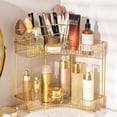 thumbnail image 1 of Organizador de maquillaje NATURE'S SOURCE de 2 niveles en esquina para baño, color ámbar, 1 of 6