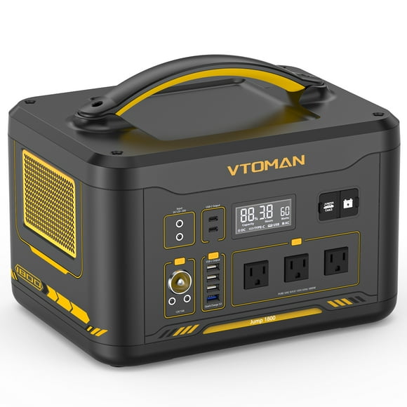 Vtoman Portable Power Station 1800W,1548Wh LiFePO4 Power Station with Expandable Capacity and 110V/1800W AC Outlets,Solar Generator for Camping,RV,Outdoors