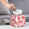 thumbnail image 6 of Kdxio Sweet Watermelon Print Tissue Box Cover,Square Decorative PU Leather Facial Paper Case Organizer Holder Dispenser for Bathroom,Night Stands,Desk,Car 5.2''X5.2''X5.2'', 6 of 8