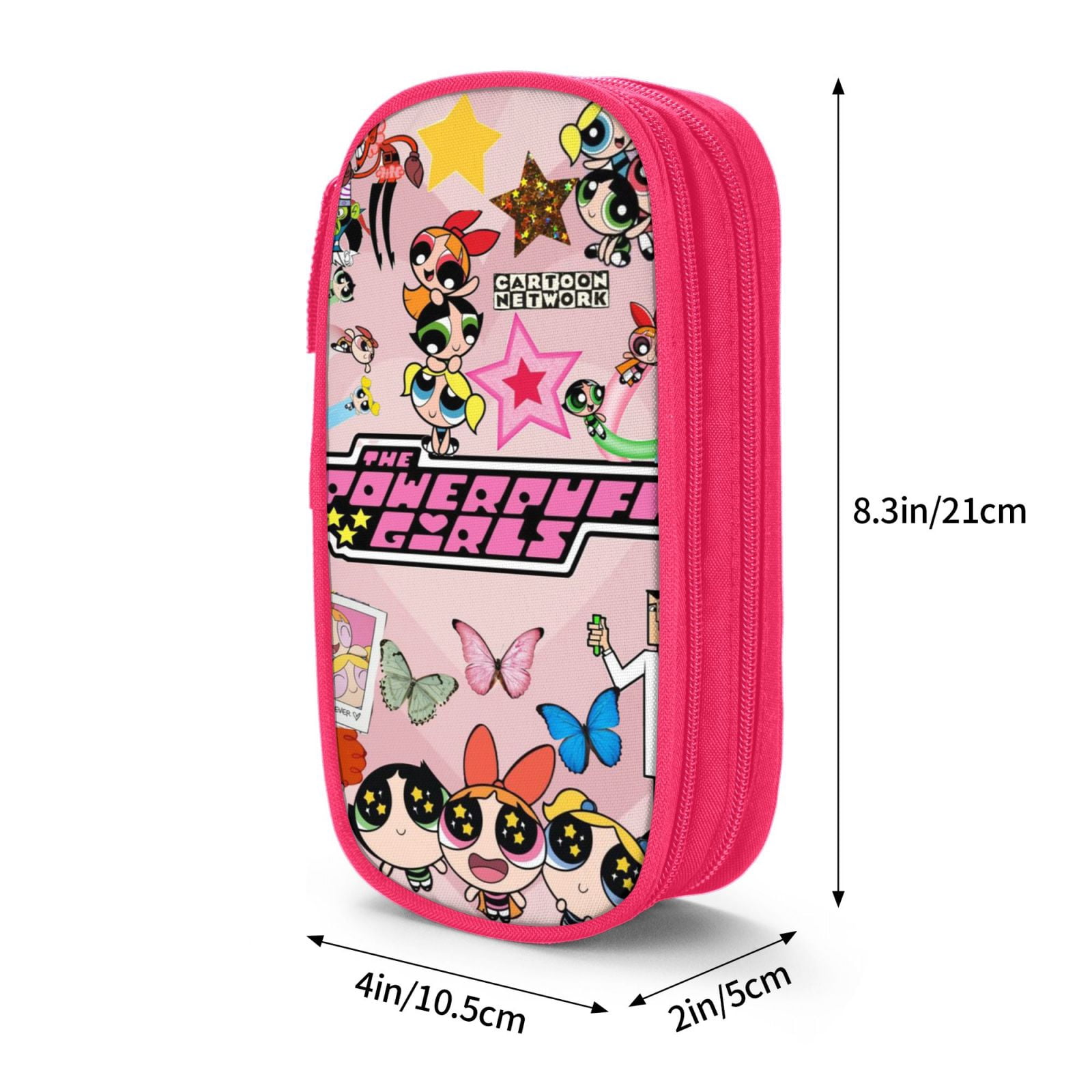 The Powerpuff Gi-rls Pencil Case Large Capacity Pencil Pouch Penbag Office Stationery Organizer Travel Makeup Bag Pink