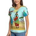thumbnail image 2 of Vsdgher African Women Women Shirts V Neck Short Sleeve Tops T-Shirt Basic Tees, S to 3XLSmall, 2 of 5