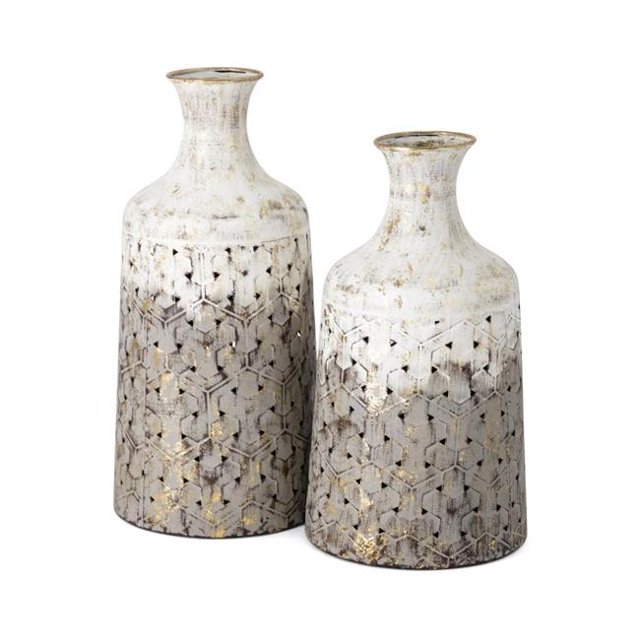 IMAX 28926-2 Vases en Métal Lockley - Lot de 2