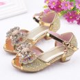 thumbnail image 2 of Splozh Girls Dress Shoes Princess High Heels Closed Toe Party Wedding Flower Girls Shoes Toddler Little Big Kid,Gold 12, 2 of 6
