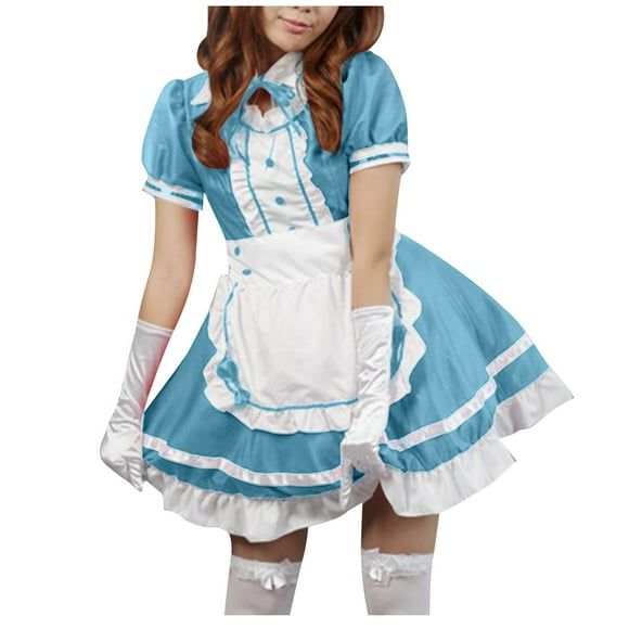 Fankiway Sexy Women Lingerie Apron Maid Outfit Cosplay Bow Bandage Dress Temptation Uniform Underwear Sleepwear Underdress Suit Plus Size Dresses for Curvy Women Spring Dresses for Women 2604