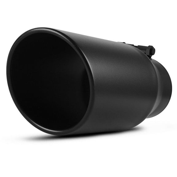 ledkingdomus Diesel Exhaust Tip 3.5" Inlet 5" Outlet 12" Long Stainless Steel Rolled Edge