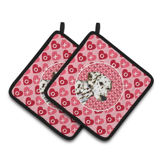 Caroline's Treasures Dalmatian Hearts Love and Valentine's Day Portrait Pair of Pot Holders
