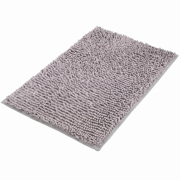 HeartGoods Grey 50x80 Chenille Bathroom Rug, Extra Soft Absorbent Microfiber Door Mat, Non-Slip Rubber Backing Quick Dry Machine Washable Bath Mat for Tub, Shower, and Home Entry