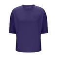 thumbnail image 5 of Womens Oversized T Shirts, Short Sleeve Shirts for Women Summer Casual Loose Fit Solid Color Crewneck Tees with Pockets, 5 of 6