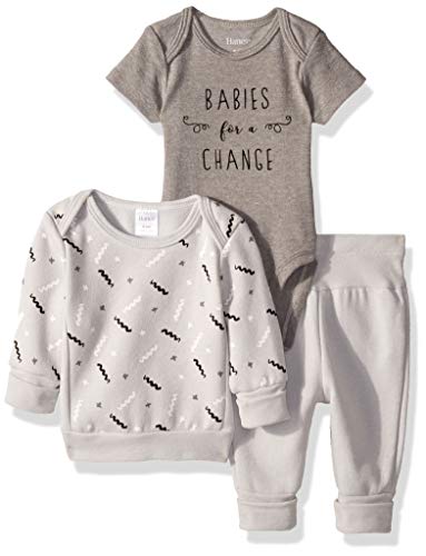 Hanes unisex-baby Ultimate Baby Flexy Knit Jogger With Bodysuit and Zippin Knit Hoodie Set 